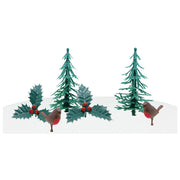 Kaketopper, Tradisjonell jul med juletre, kristtorn og rødstruper, sett/6