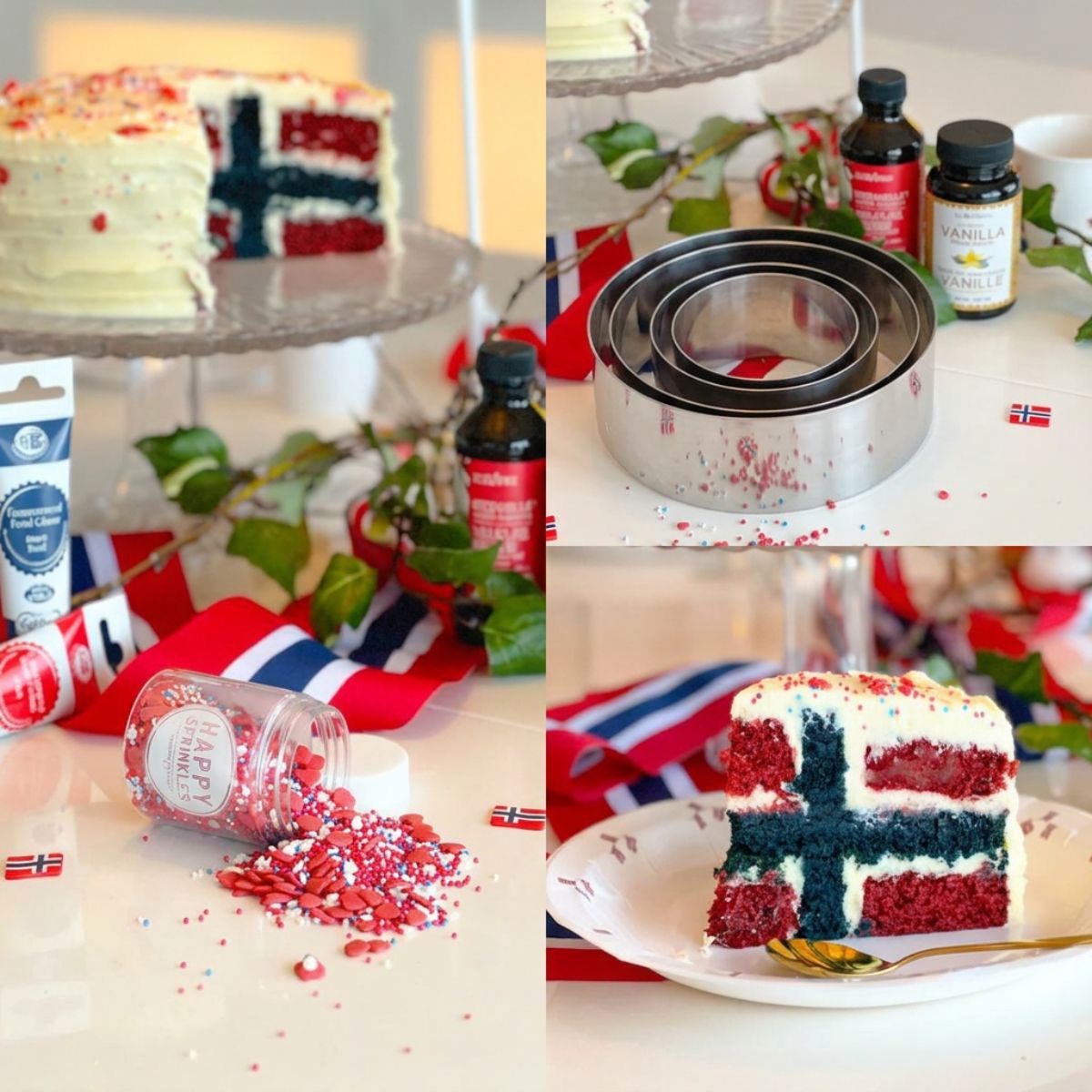 Utstikkersett til Flaggkake, 4 deler