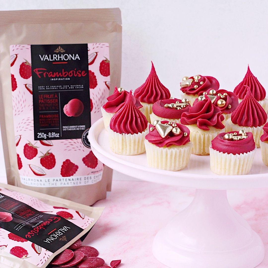 Produktpakke til Mini cupcakes med hvit sjokolade og bringebærganache