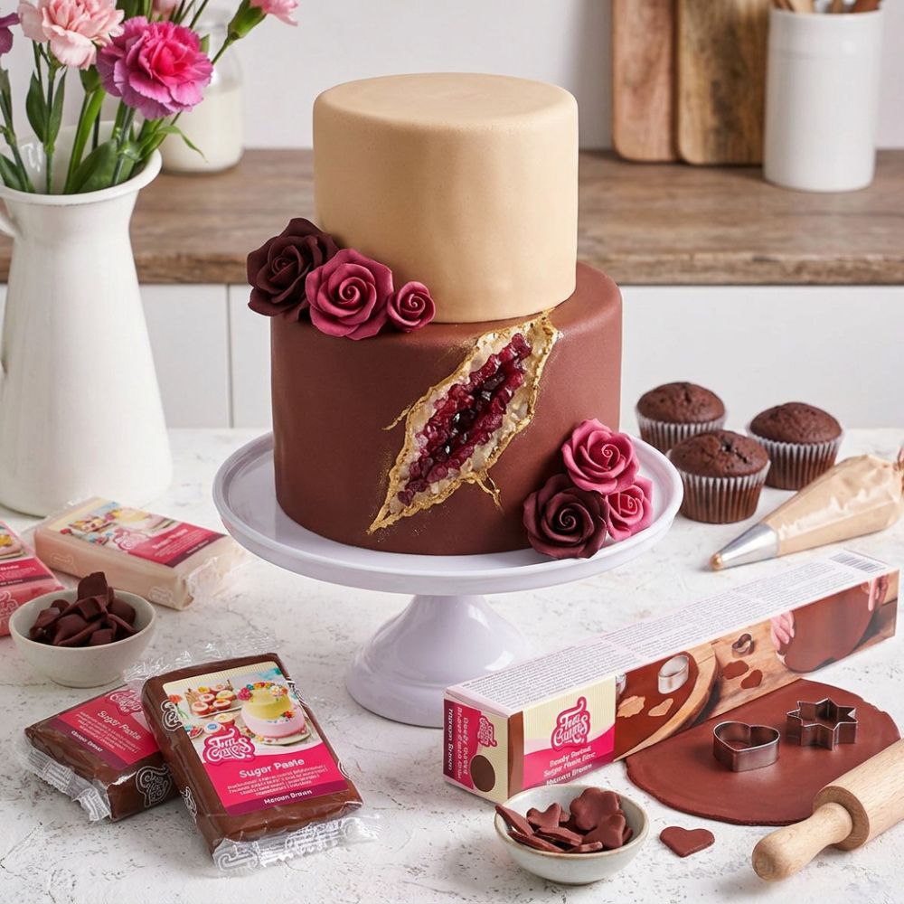 Fondantlokk av brun fondant fra FunCakes, 430g