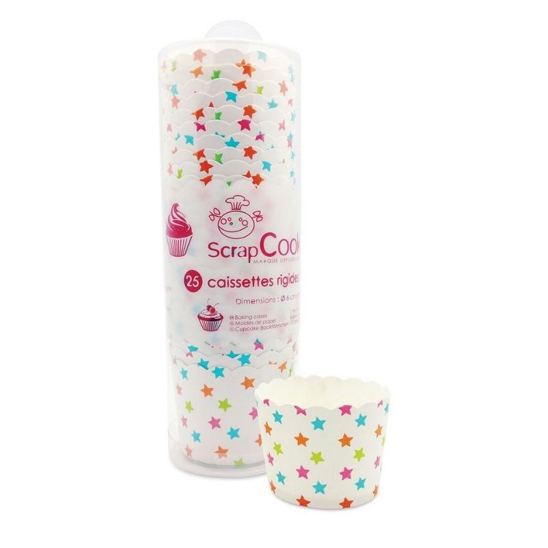Cupcakesformer i papp med stjerner fra ScrapCooking
