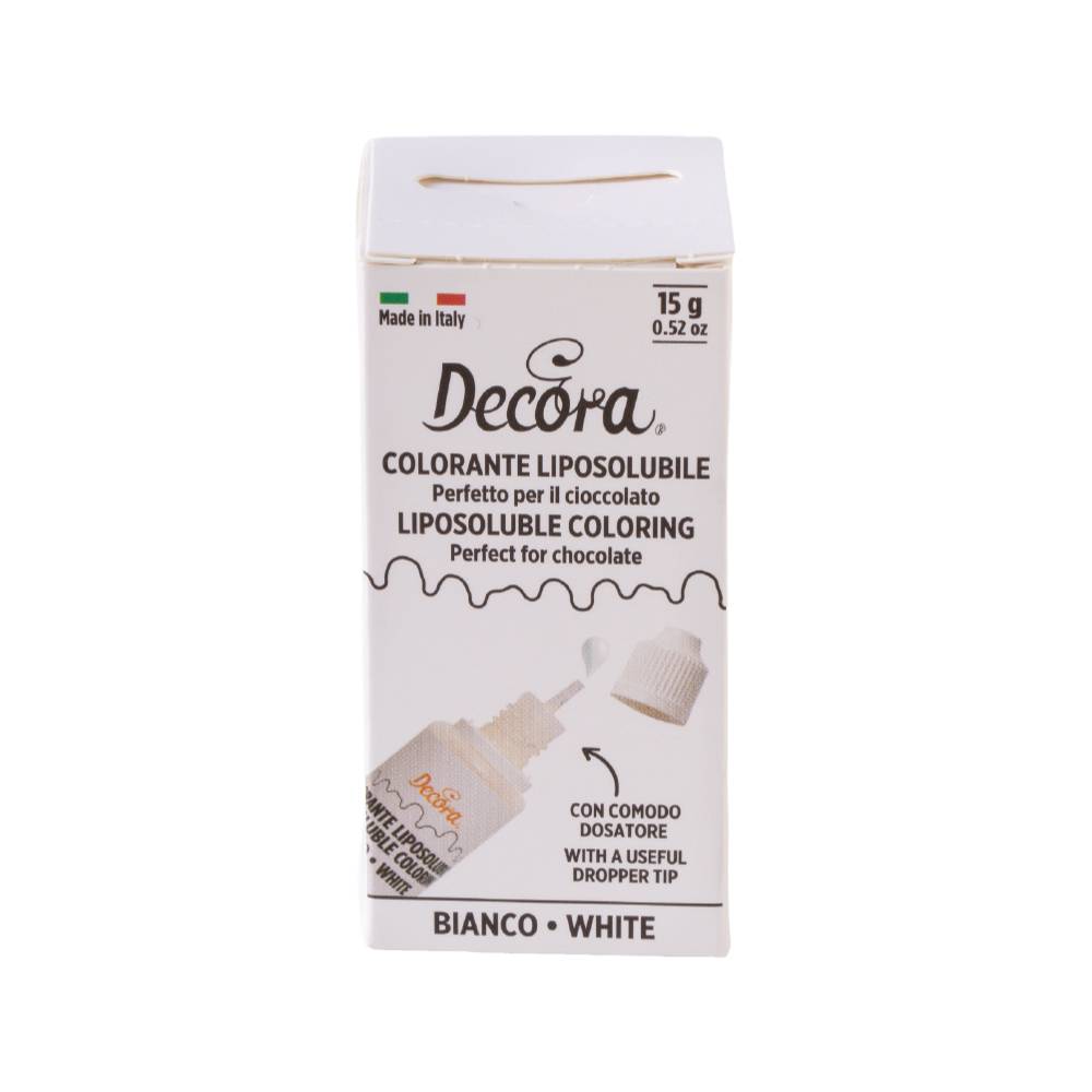 Decora fettoppløselig matfarge -Hvit- 15g