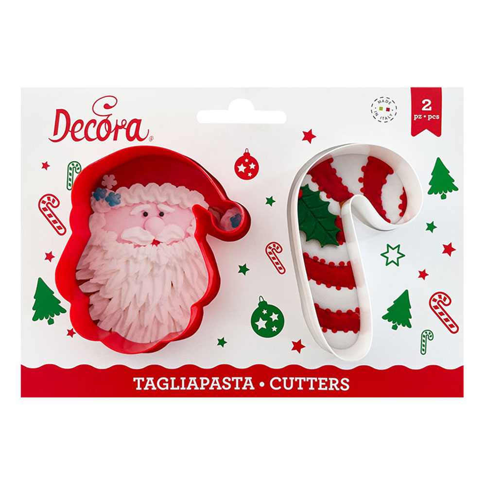 Decora utstikker -Julenissen og sukker stang- pk/2