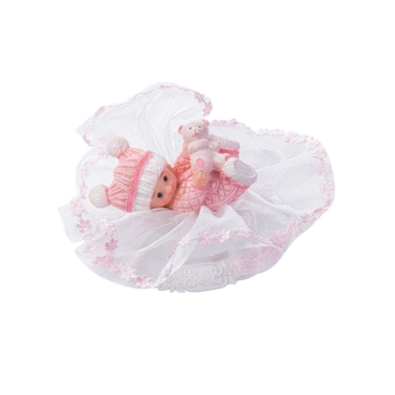 Kaketopp rosa Baby, lue og bamse