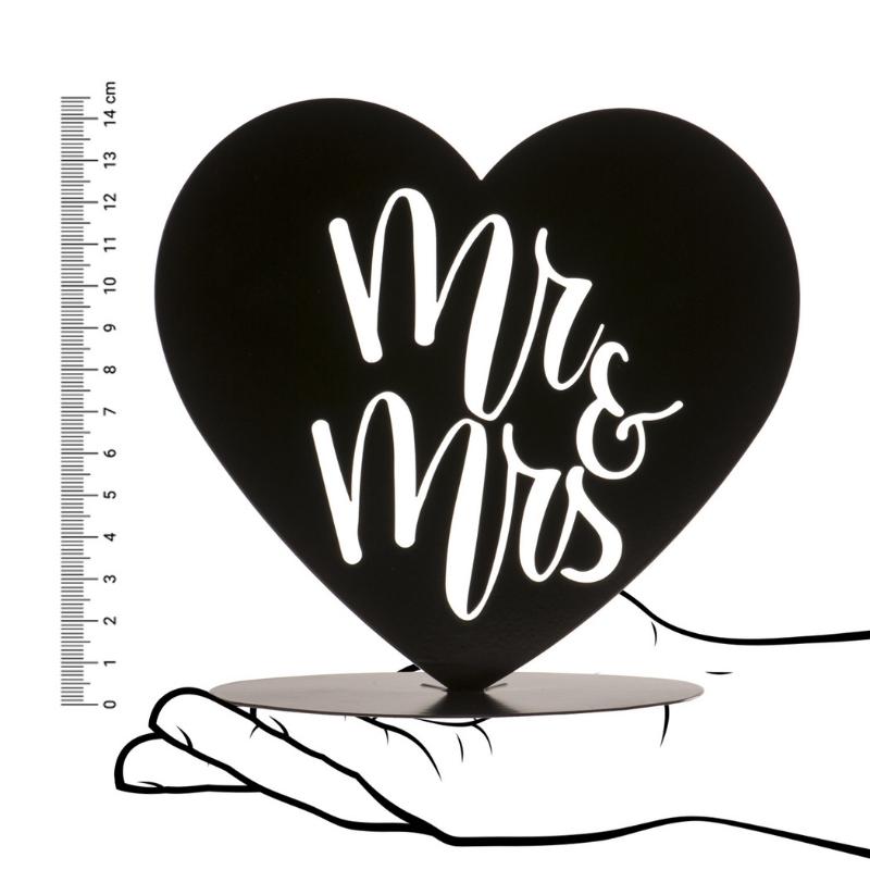 Kaketopp silhuett i metall "Mr&Mrs"