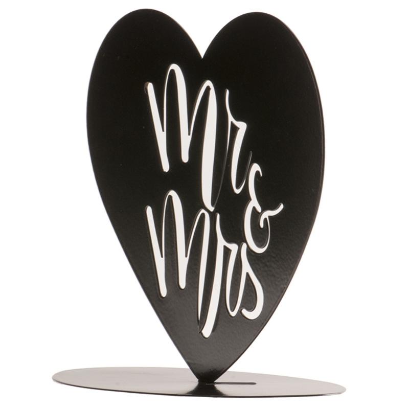 Kaketopp silhuett i metall "Mr&Mrs"