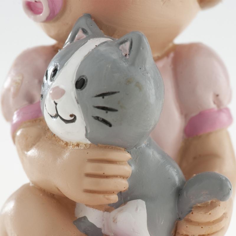 Kaketopp -Jente med katt- 10x7cm