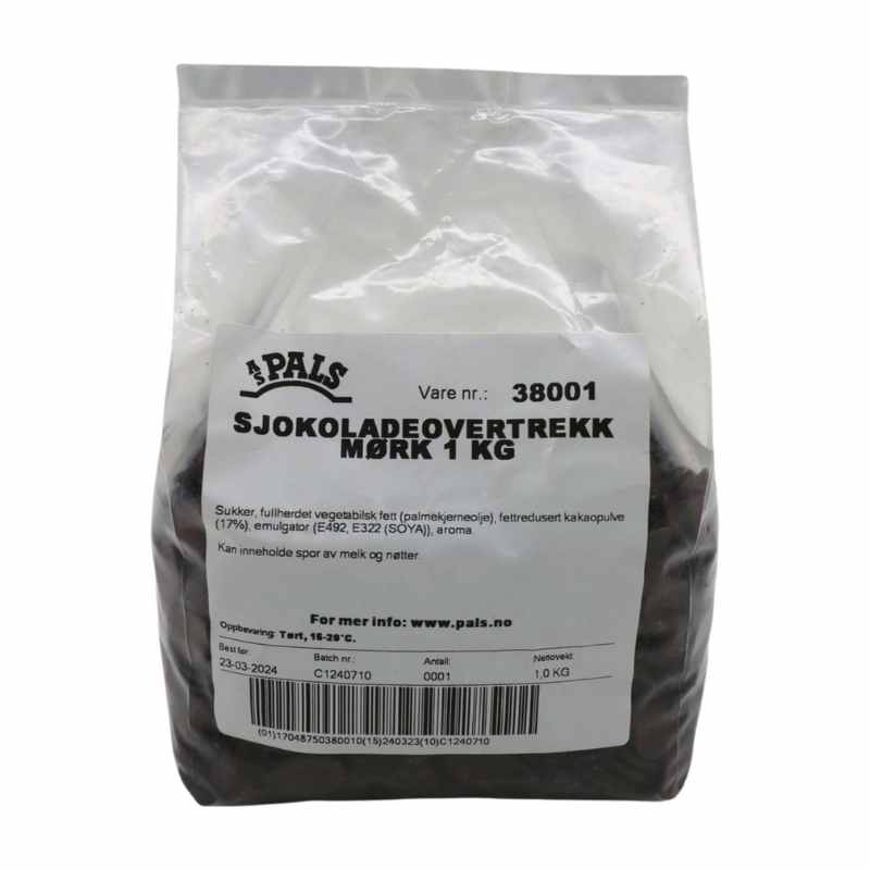 non-temp mørk sjokolade overtrekk i pose på 1 kg