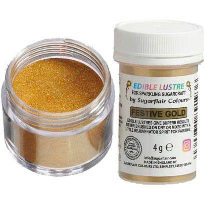 Sugarflair spiselig glitter Festive Gold 2g
