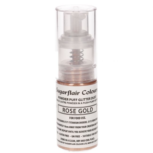 Sugarflair glitterspray pumpe - rosegull