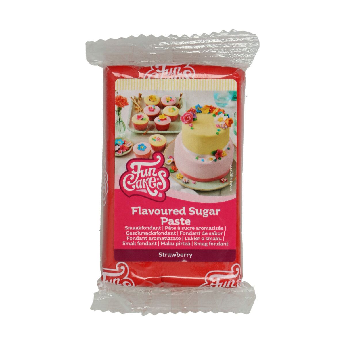 Rød fondant med jordbærsmak fra FunCakes, 250g