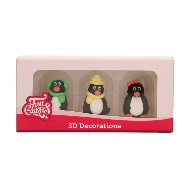 FunCakes spiselig kakepynt Pingviner 3D, 3 stk