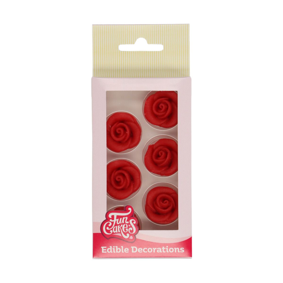 FunCakes spiselig kakepynt, Røde marsipanroser, pk/6