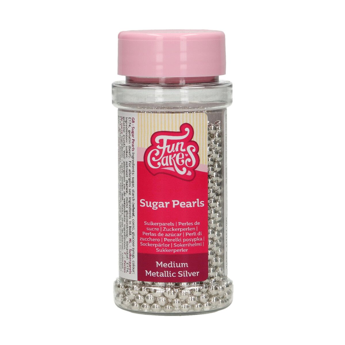 FunCakes Kakestrø Sukkerperler -Metallic Sølv- 80g