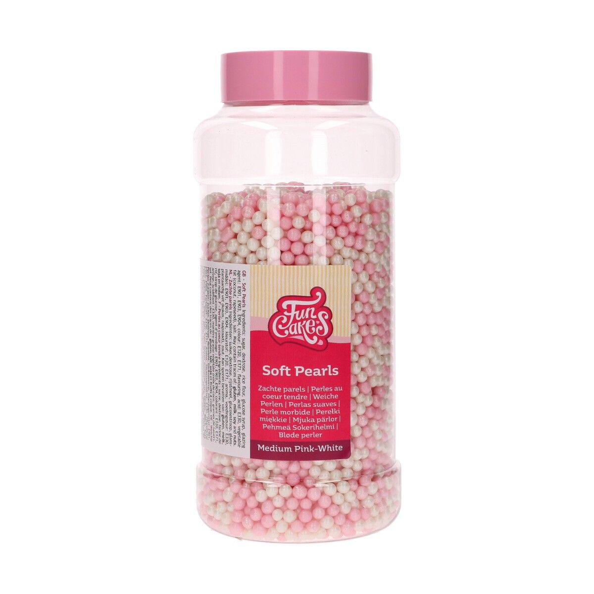 FunCakes Myke perler - Rosa/hvit 500g