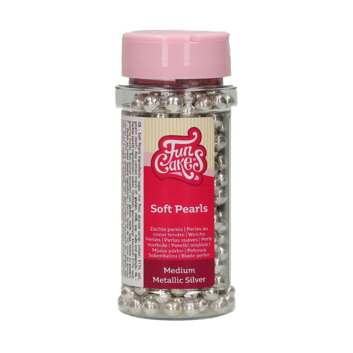 FunCakes Myke perler - Metallic Sølv 55g