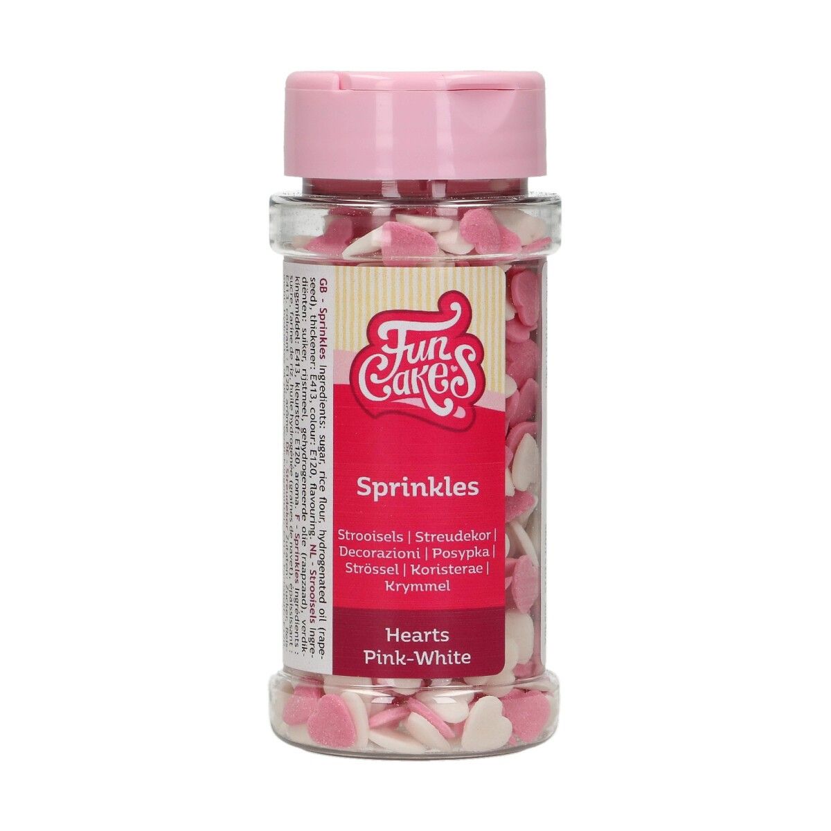 FunCakes Kakestrø Hjerter Rosa/Hvit 60g