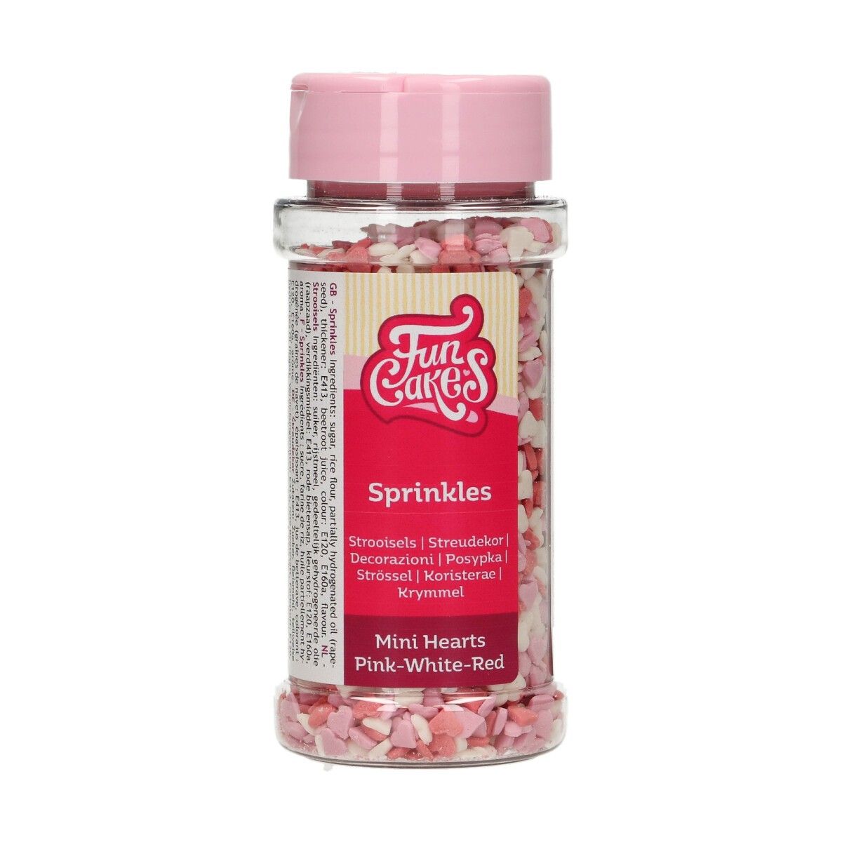 FunCakes Kakestrø Mini Hjerter -Rosa/Hvit/Rød- 60g