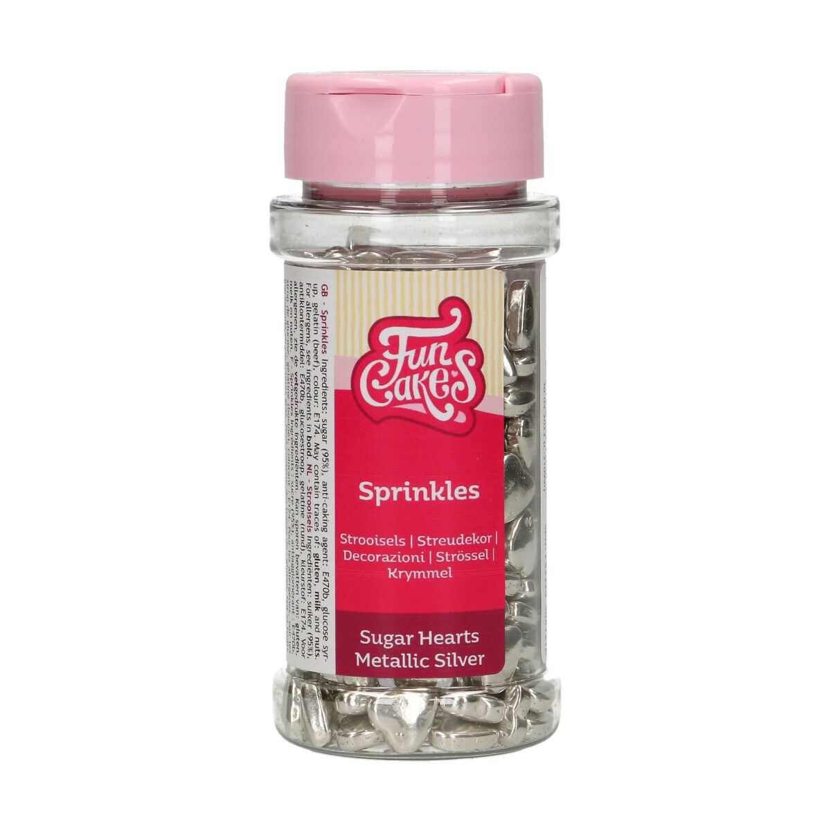 FunCakes Kakestrø Sølv hjerter 80g