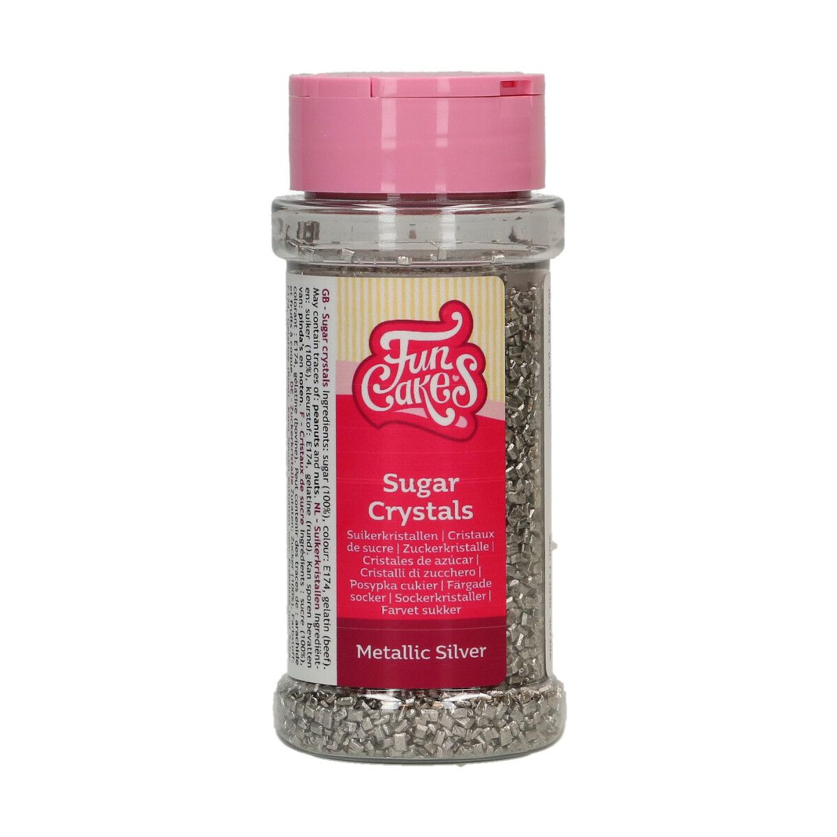 FunCakes farget sukker -Metallic Silver- 80g