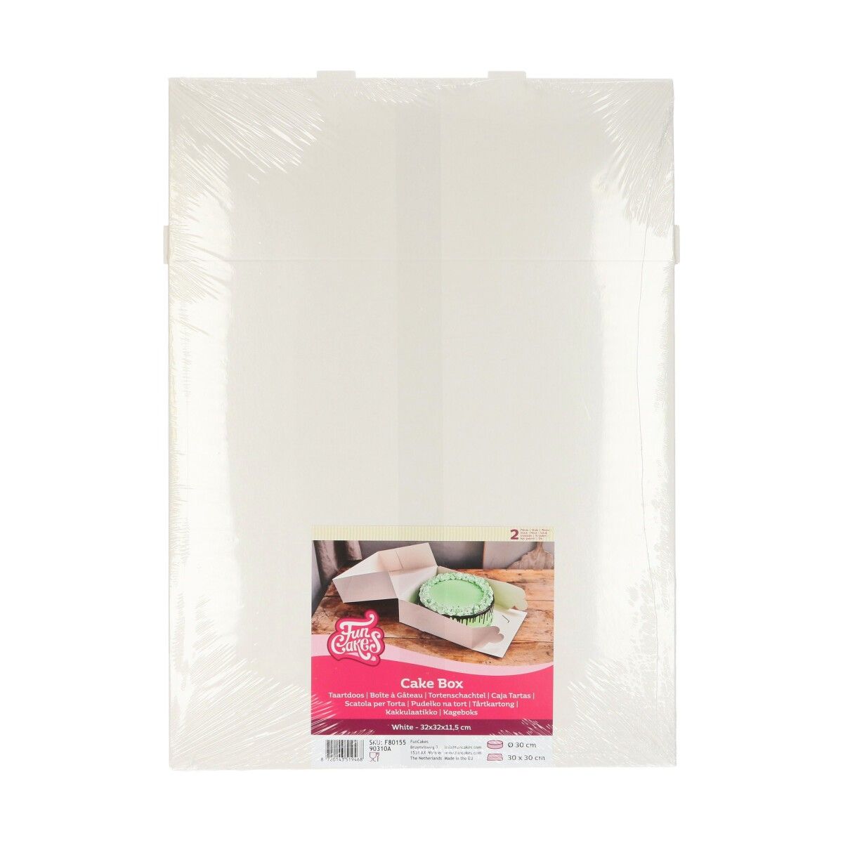 FunCakes Kakeeske -Hvit- 32x32x11.5cm, 2 stk