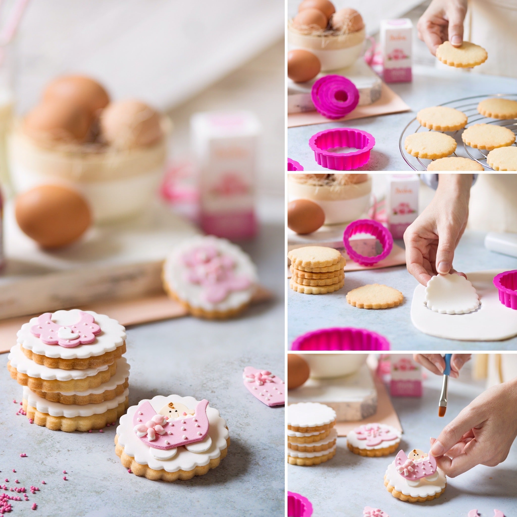 Spiselig kakepynt - Dåp - Rosa