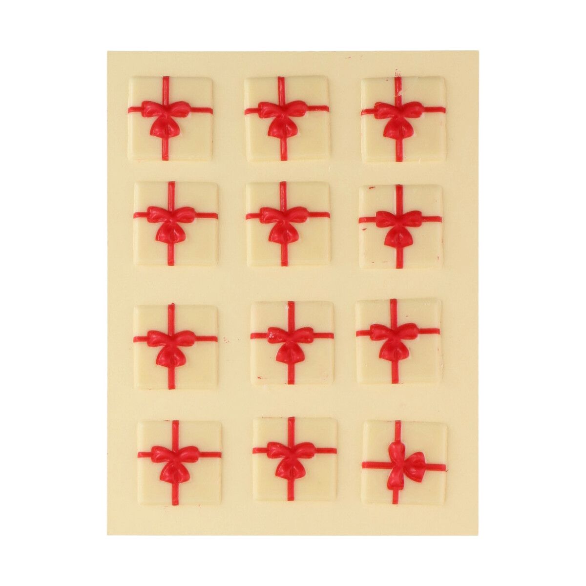 FunCakes Sjokolade Dekorasjoner -Gaver hvit/rød- pk/12