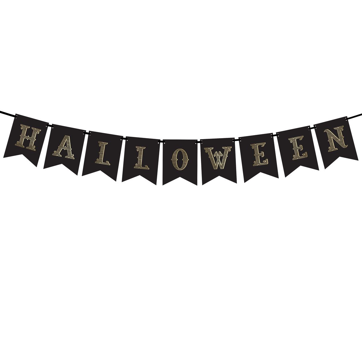 PartyDeco Halloweenbanner - svart