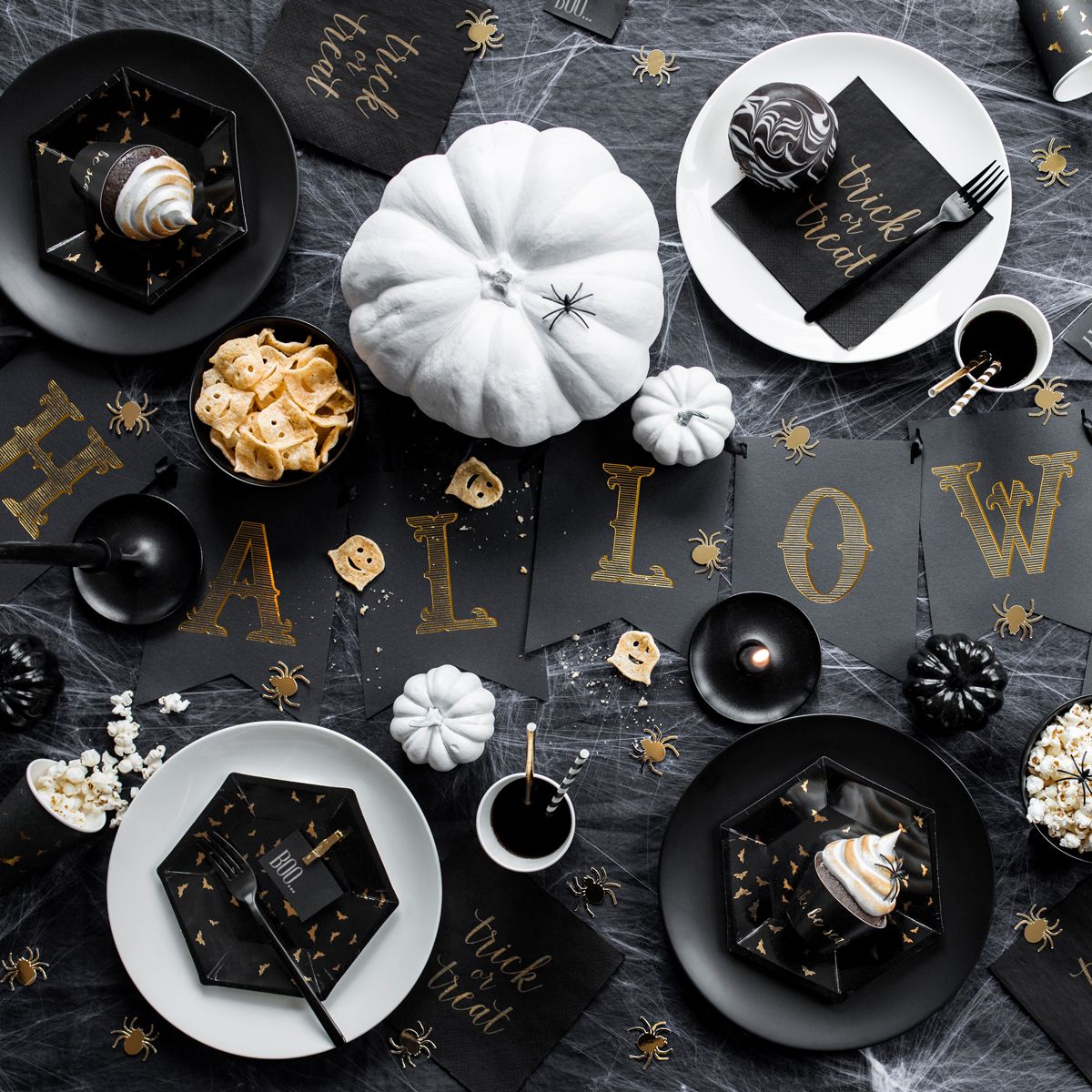 PartyDeco Halloweenbanner - svart
