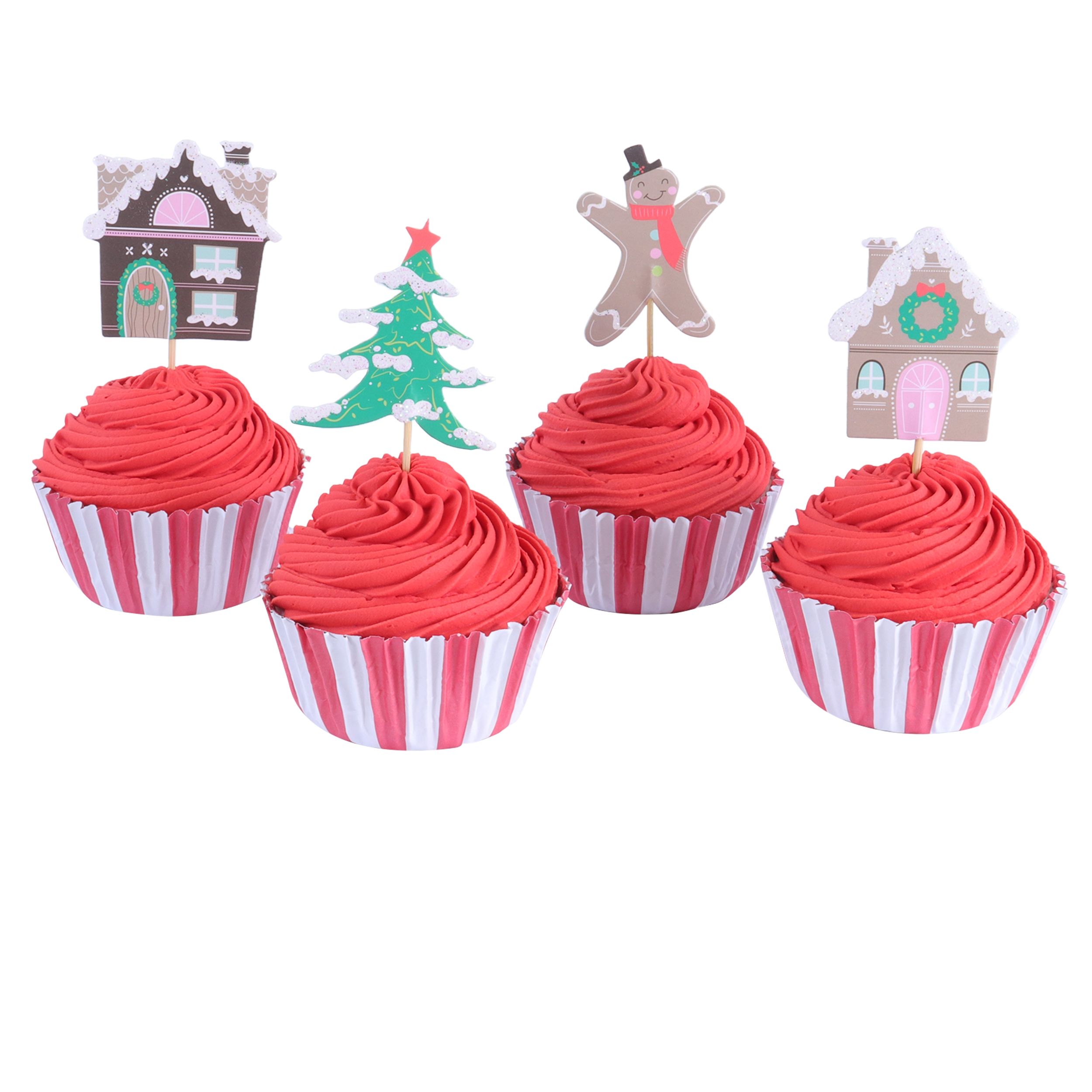 Cupcake sett -Pepperkakelandsby- pk/24