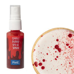 Blodspray, Spiselig blod til Halloween fra PME  PME spiselig blod spray er det perfekte produktet for å lage skremmende Halloween-kaker som får gjestene til å skrike av begeistring. Denne innovative sprayen gir kakene dine en realistisk blodeffekt som tar Halloween-baksten til helt nye høyder. 
 Produktet kommer i en praktisk 30 gram sprayflaske som er lett å bruke og gir deg full kontroll over de