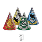 Harry Potter partyhatter Gryffindor, SLytherin, Hufflepuff og Ravenclaw