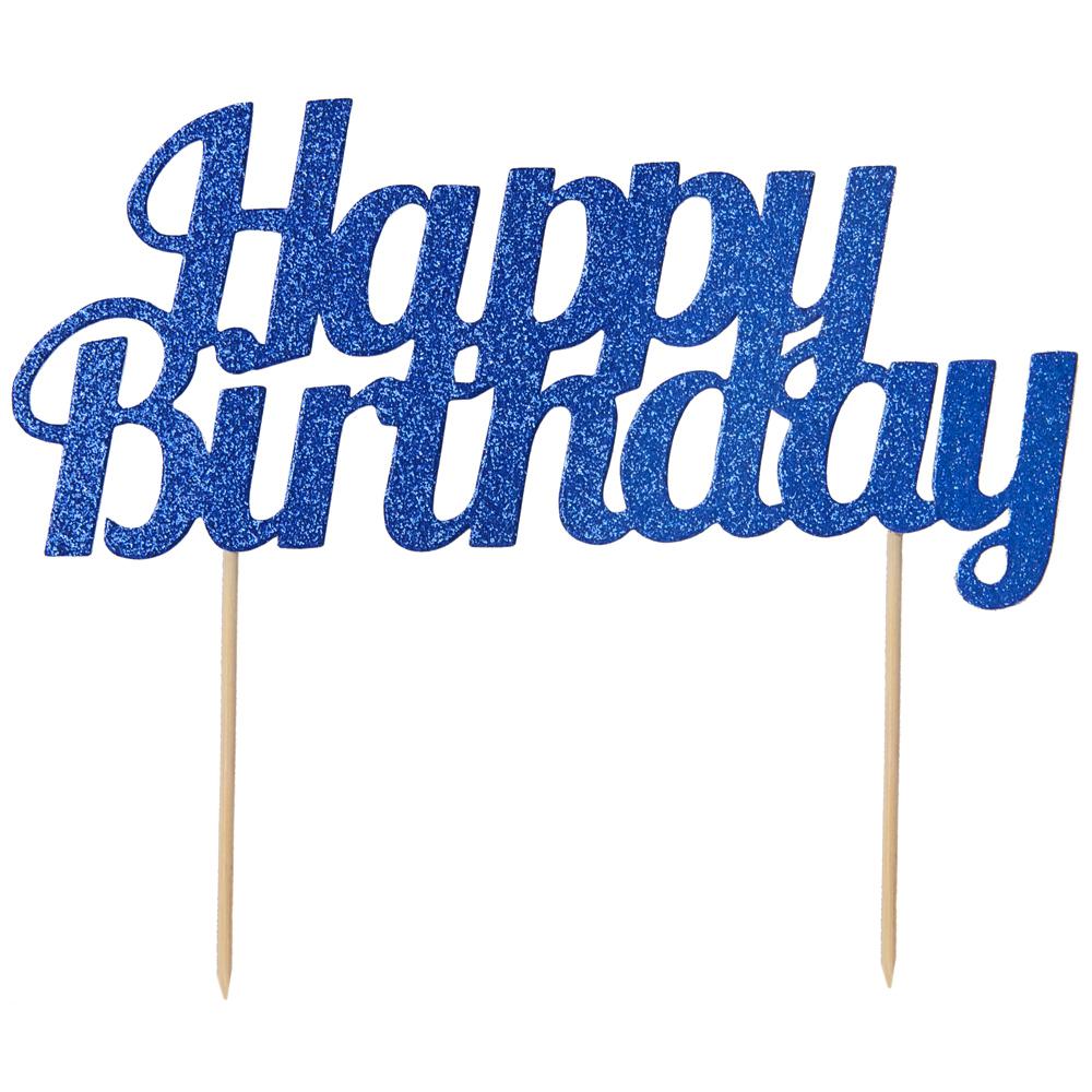 Kaketopp "Happy Birthday" -Blå-