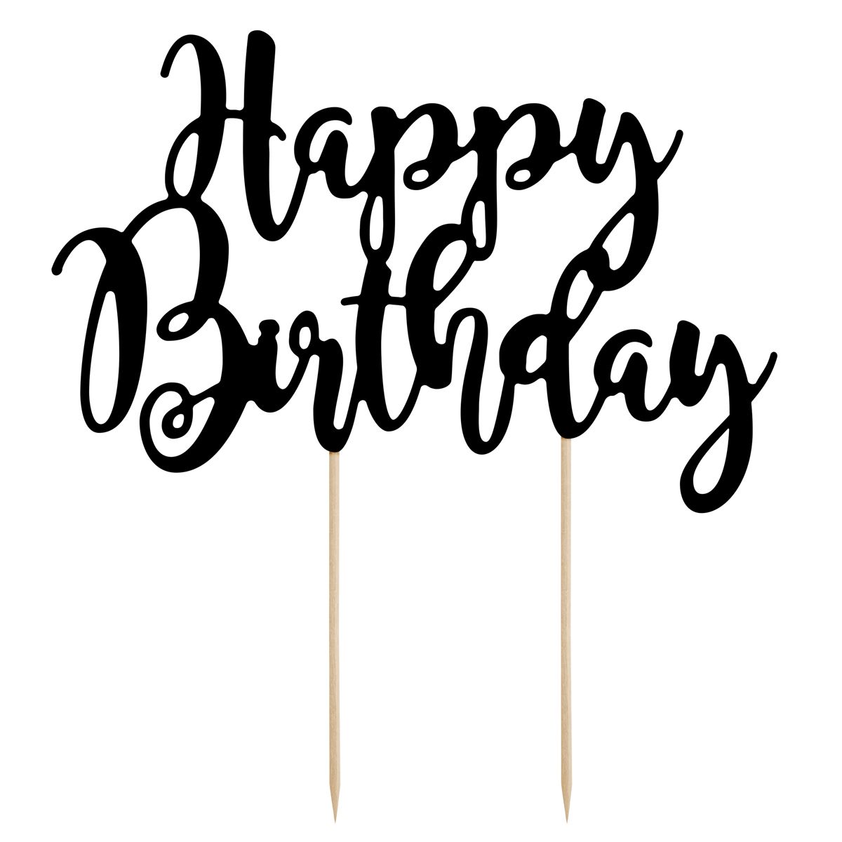 Kaketopp "Happy Birthday" -Svart-