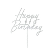 kaketopp sølv glitter happy birthday