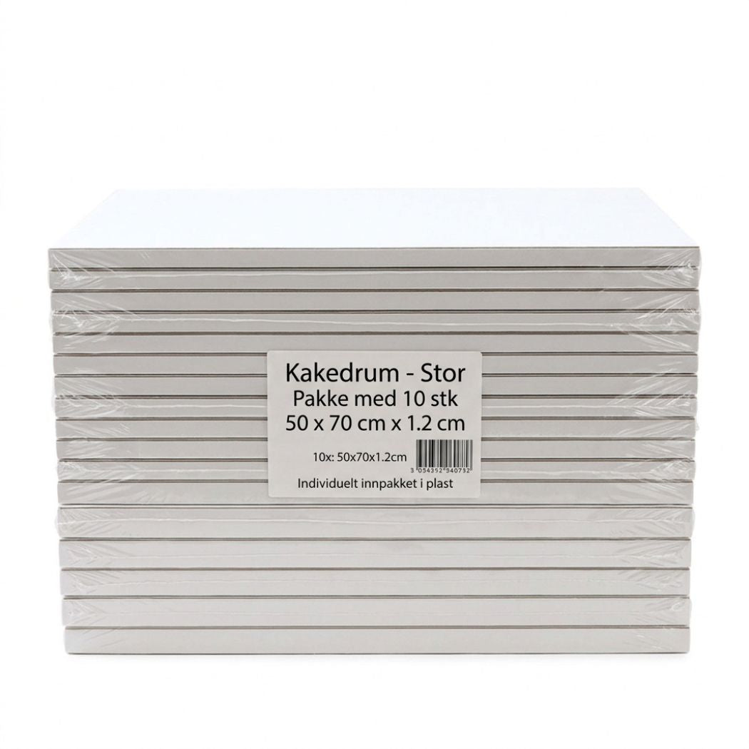 Kake Drum Avlang Hvit, 50x70cm, pk/10