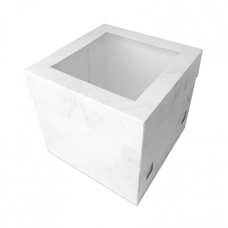 Kakeeske med vindu -Marmor- 32x32x30cm pk/5