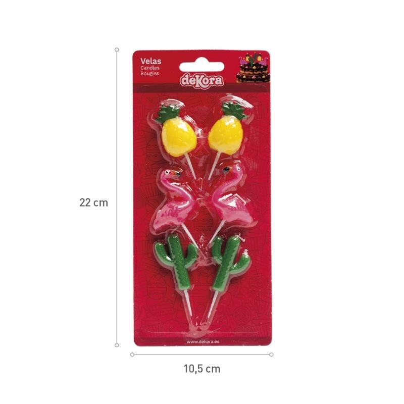 Kakelys flamingo, ananas og kaktus