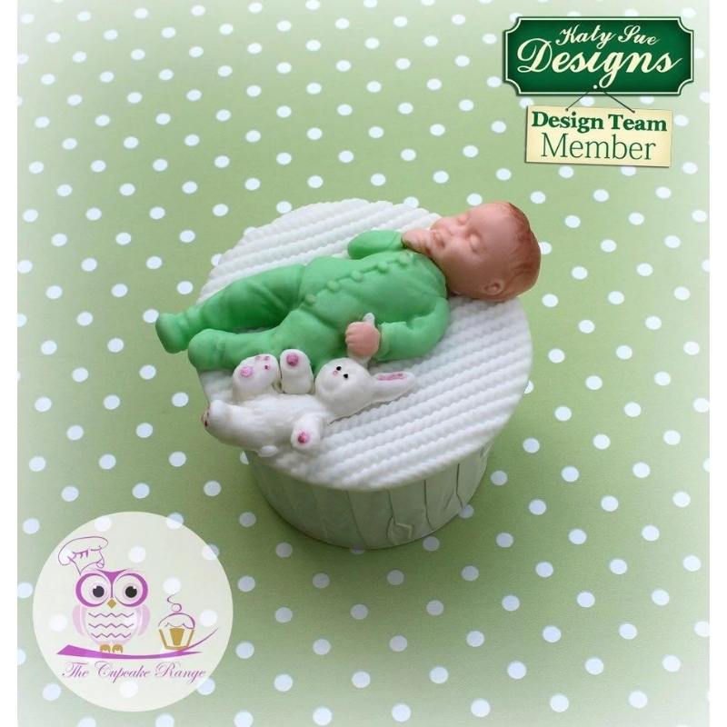 Katy Sue silikonform baby gutt med kaninbamse