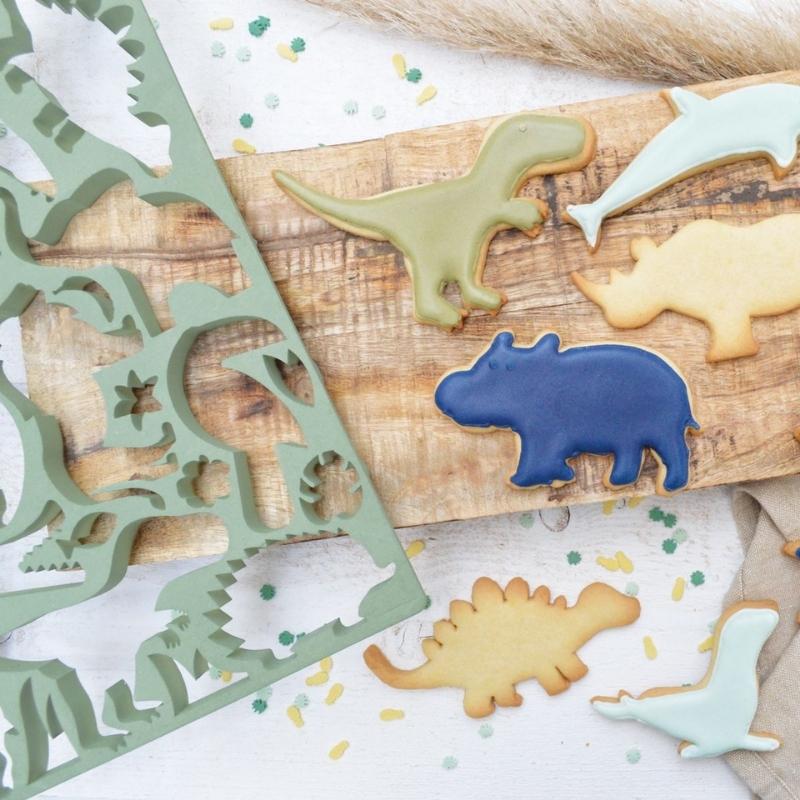 Kjeksutstikker dyr som dinosaur, neshorn og delfin fra ScrapCooking