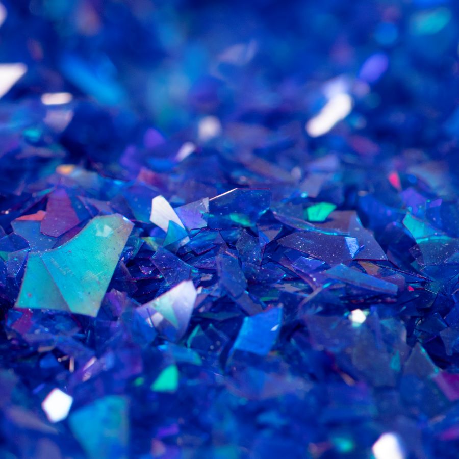 Spiselige glitterflak safirblå