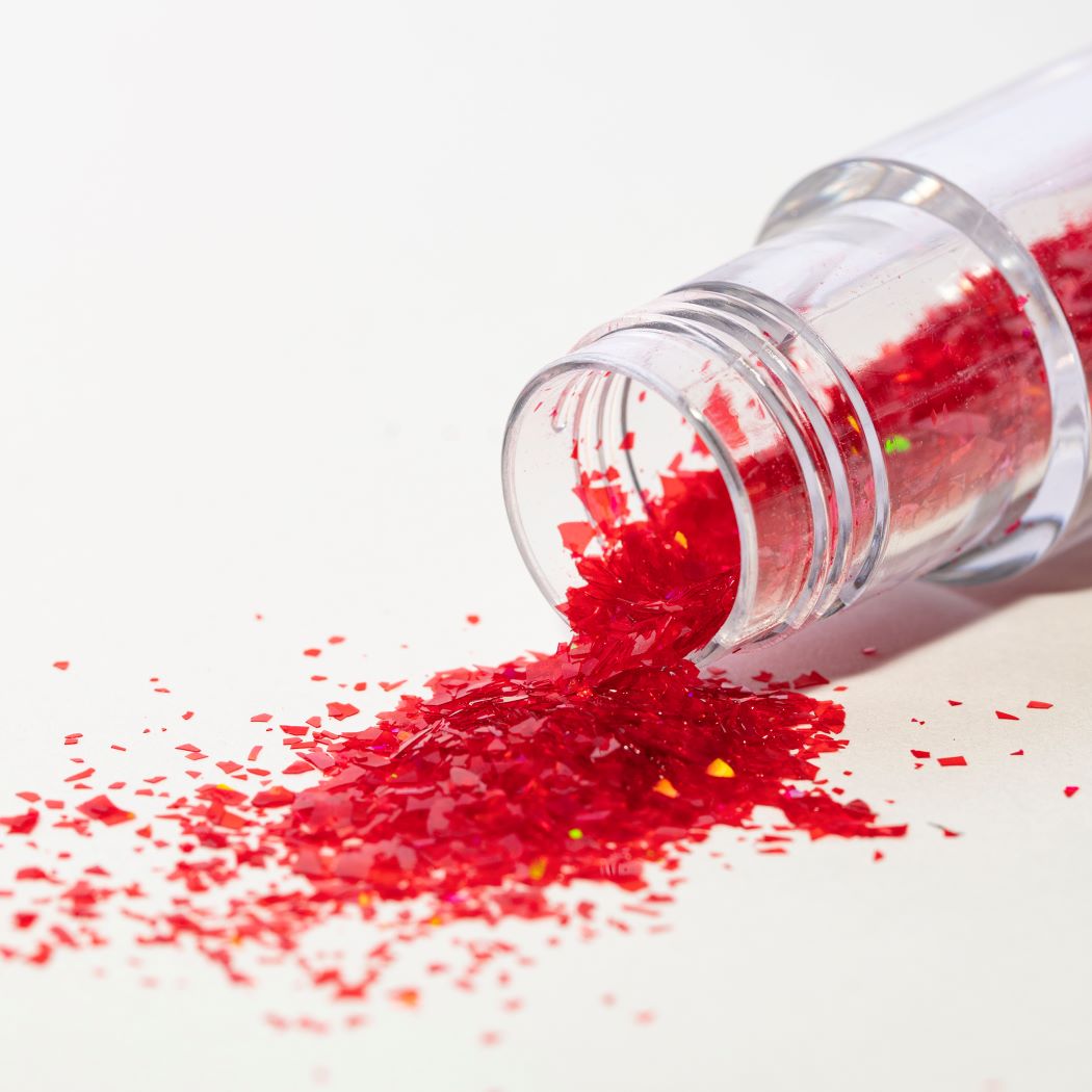 Spiselige glitterflak rød