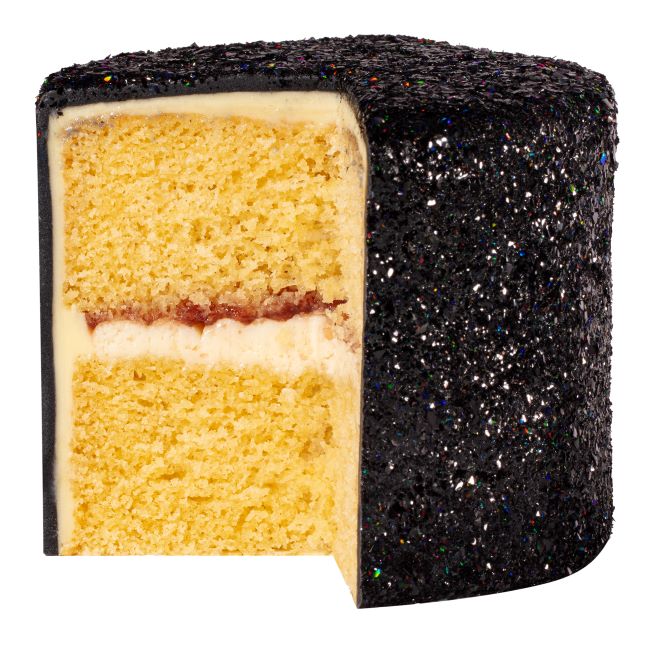 Spiselig, svart glitter til kake
