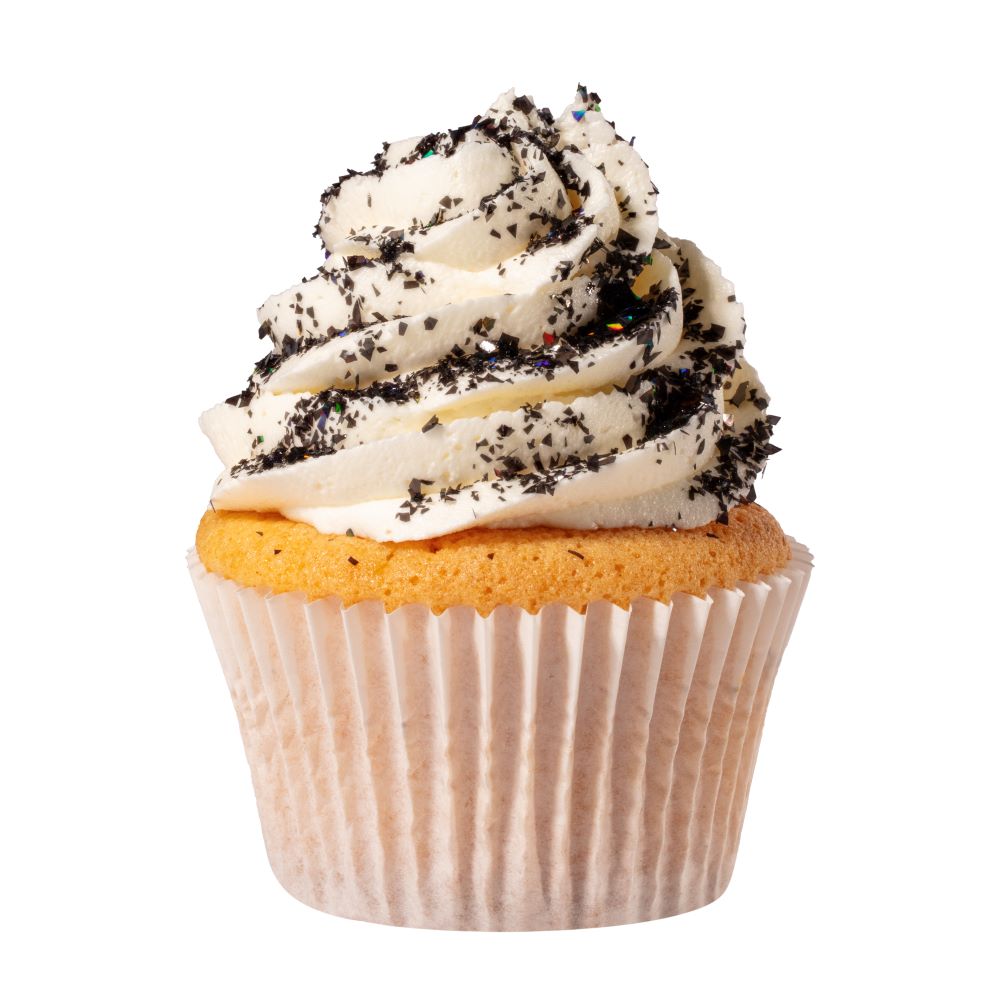 Spiselig, svart glitter til cupcakes