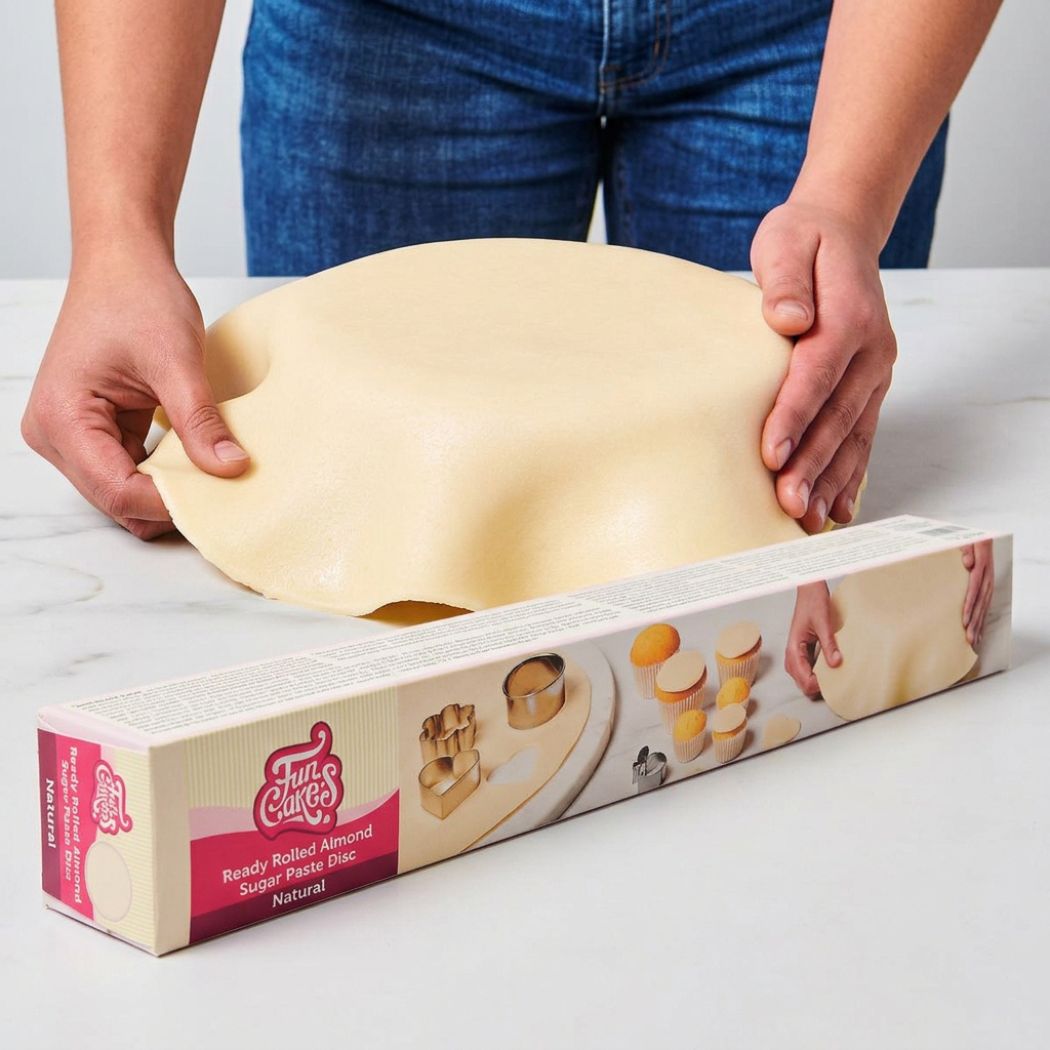 Marsipanlokk med fondant, kremhvit, fra FunCakes, 430g