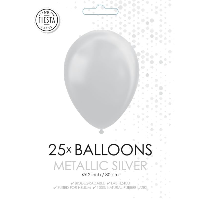 Metallisk sølv ballong 30 cm
