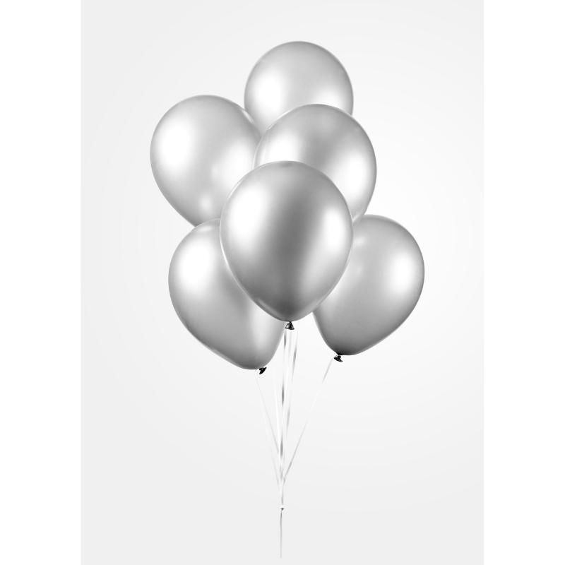 Metallisk sølv ballong pk/25
