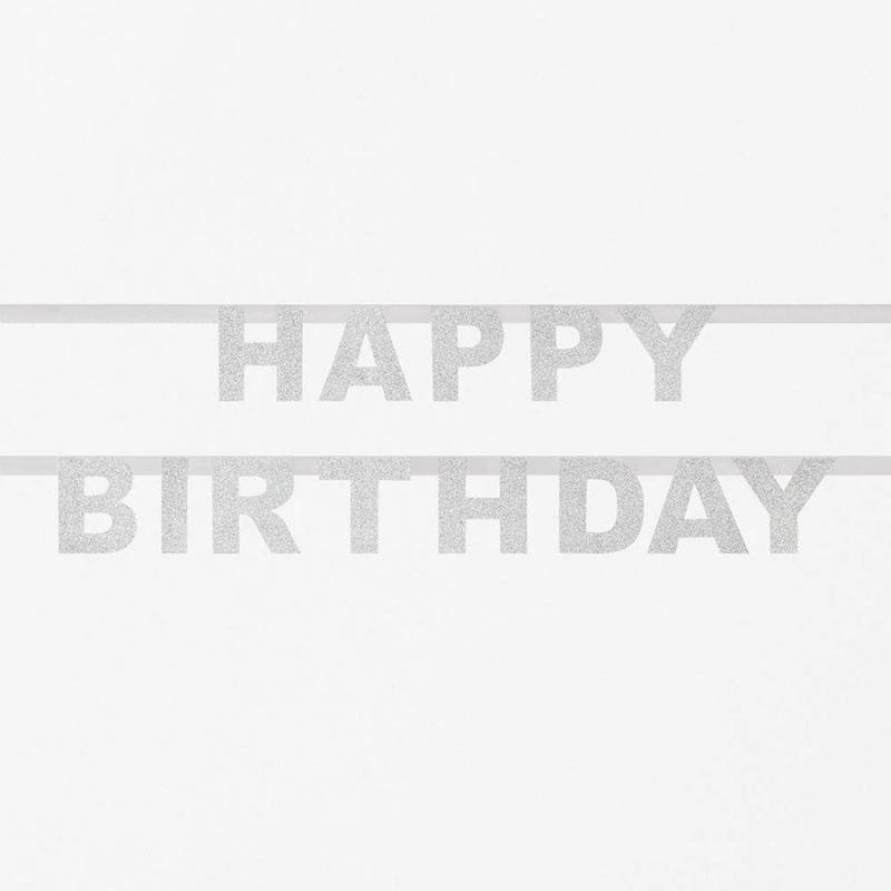 My Little Day happy birthday girlander, i sølv glitter