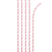 Bøyelig pappsugerør rosa og hvit