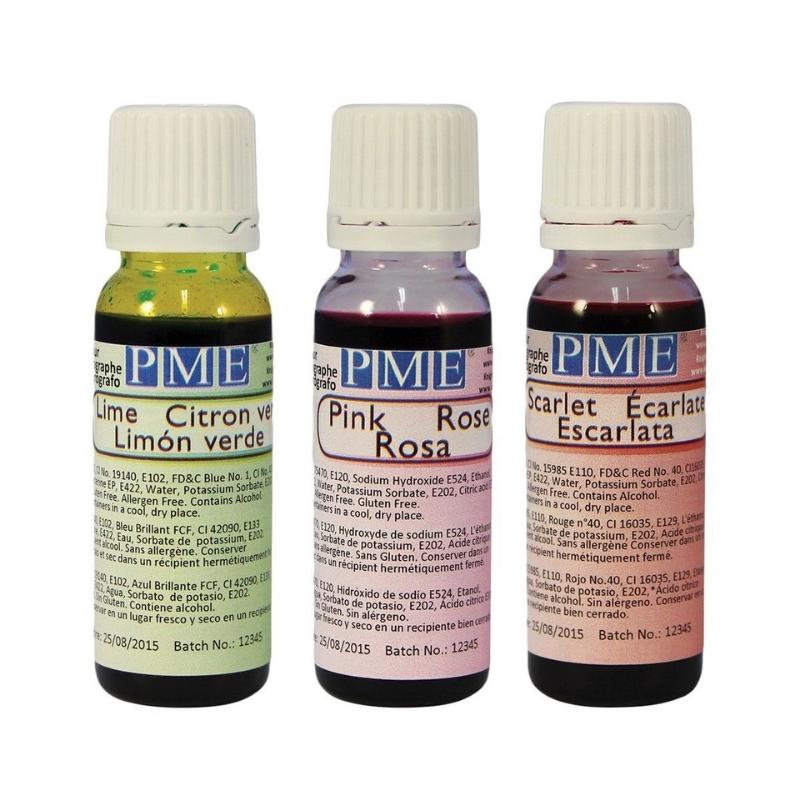 PME airbrush farge limegrønn, rosa og rød